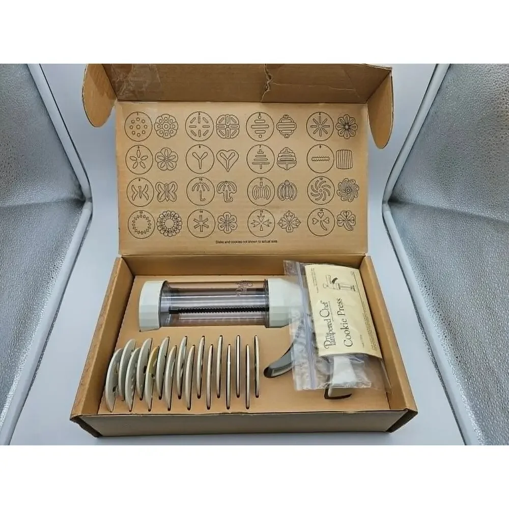 The Pampered Chef #1525 Cookie Press Orginal Box NEW Complete Set 2000s